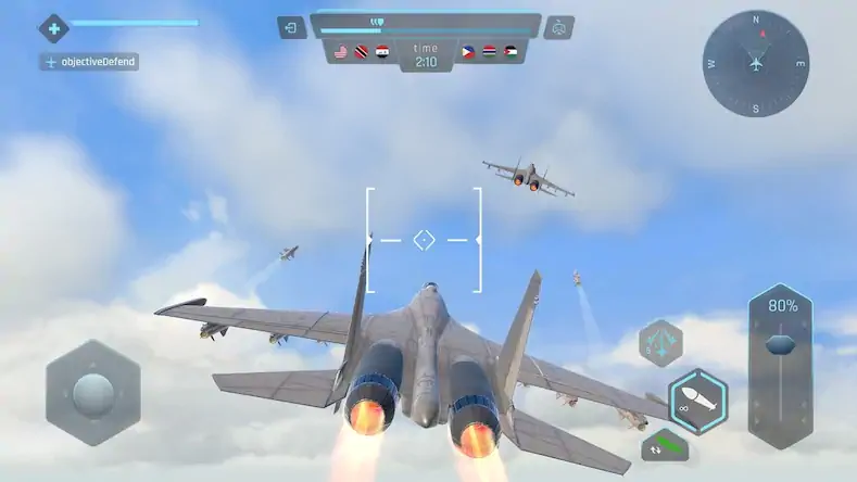 Скачать Sky Warriors: воздушные бои [Взлом Много монет/God Mode] на Андроид