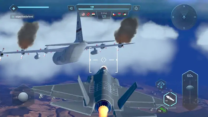 Скачать Sky Warriors: воздушные бои [Взлом Много монет/God Mode] на Андроид