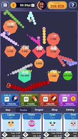 Скачать Idle Snakes [Взлом Бесконечные деньги/Режим Бога] на Андроид