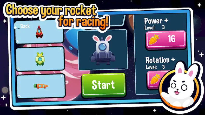 Скачать Rabbit Rocket Racing [Взлом Много монет/Разблокированная версия] на Андроид