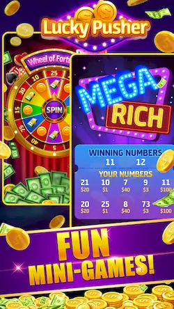 Скачать Lucky Cash Pusher Coin Games [Взлом Бесконечные деньги/Unlocked] на Андроид