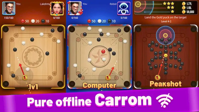 Скачать Carrom Lite-Board Offline Game [Взлом Много монет/МОД Меню] на Андроид
