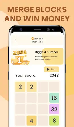 Скачать 2048 - Solve and earn money! [Взлом Бесконечные монеты/Режим Бога] на Андроид