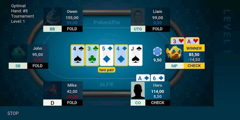 Скачать Offline Poker AI - PokerAlfie [Взлом Много монет/Режим Бога] на Андроид