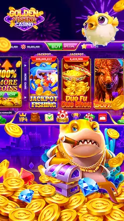 Скачать Golden Fishing Slots Casino [Взлом Бесконечные монеты/Unlocked] на Андроид