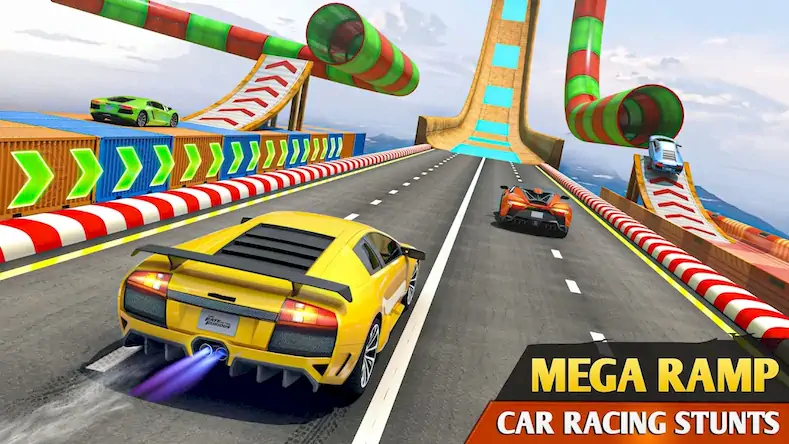 Скачать Мега Рампа Авто Гонки Трюки 3D [Взлом Много денег/MOD Меню] на Андроид