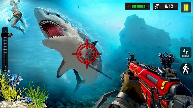 Скачать Shark Attack FPS Sniper Game [Взлом Много монет/МОД Меню] на Андроид