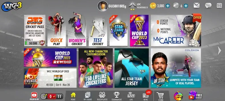 Скачать World Cricket Championship 3 [Взлом Бесконечные монеты/МОД Меню] на Андроид