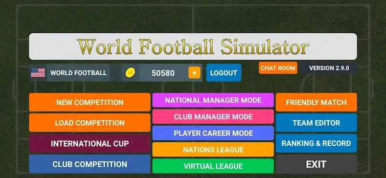 Скачать World Football Simulator [Взлом Много монет/Unlocked] на Андроид