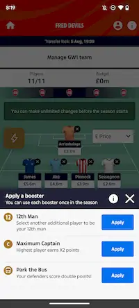 Скачать Dream Team Fantasy Football [Взлом Бесконечные монеты/God Mode] на Андроид