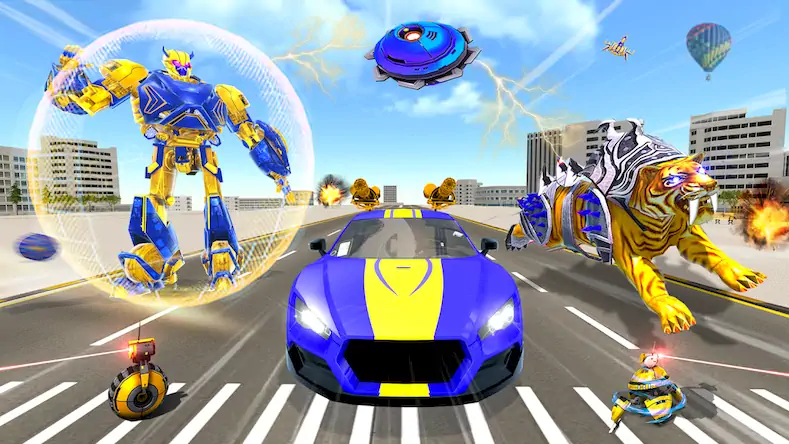 Скачать Wild Tiger Robot: Car Games [Взлом Много монет/God Mode] на Андроид