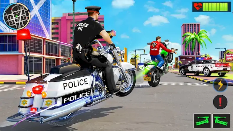 Скачать Police Moto Bike Chase Crime [Взлом Много монет/Разблокированная версия] на Андроид